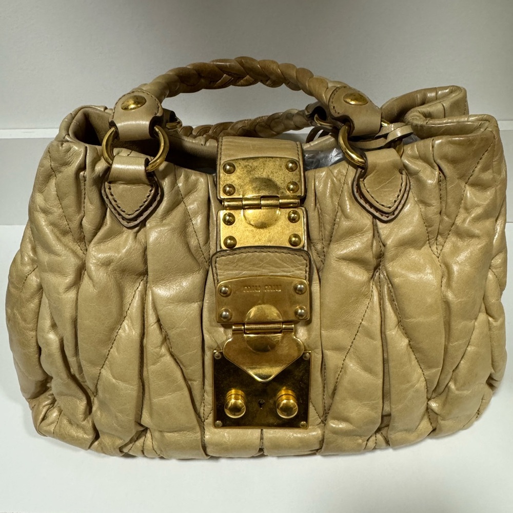 Miu Miu Beige Leather Handbag